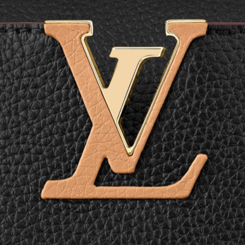 Louis Vuitton CAPUCINES MM  Handbag M58608 Black/Arizona Beige